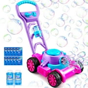 SYNCFUN Bubble Lawn Mower, Bubble Machine Summer Outdoor Toys for Toddlers 1-3, Pink Bubble Blower for Kids 2 4 6 Birthday Gifts