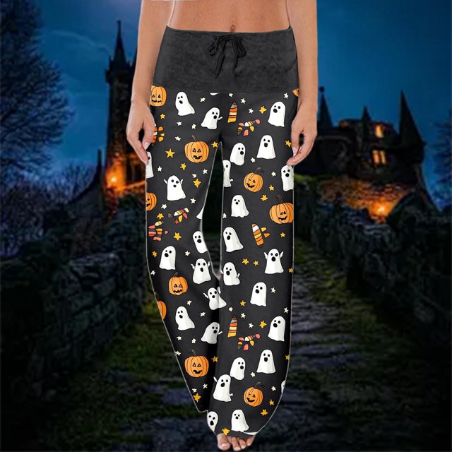 WILLBEST Pantalones Casuales de Mujer para Todas Las Ocasiones: Pantalones con Estampado de Halloween Cómodos y elegantes para Uso Diario. ¡Añade a Tu Guardarropa de Otoño! Extra Grande