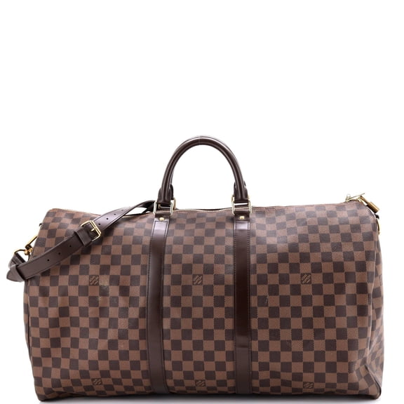 Pre-Owned Keepall Bandouliere Bag Damier 55 By Rebag
