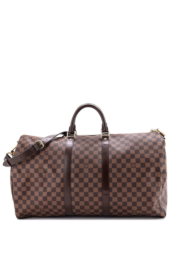 Pre-Owned Keepall Bandouliere Bag Damier 55 By Rebag