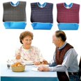 thumbnail image 1 of Washable Adjustable Adult Dining Bib Cloth Protector Waterproof Fabric Apron Crumb Catcher, 1 of 5