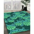 thumbnail image 3 of Ahgly Company Machine Washable Indoor Round Transitional Medium Teal Green Area Rugs, 8' Round, 3 of 7