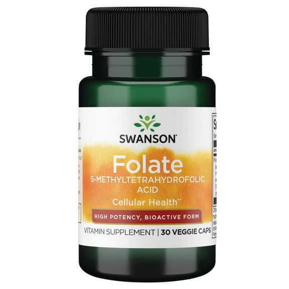 Swanson Folate 5-Methyltetrahydrofolic Acid 800 Mcg 30 Veggie Capsules