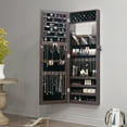 thumbnail image 3 of Full Length Mirror Jewelry Armoire Cabinet Organizer for Makeup over The Door Mirror with Jewelry Box Lockable Storage Brown, 3 of 7