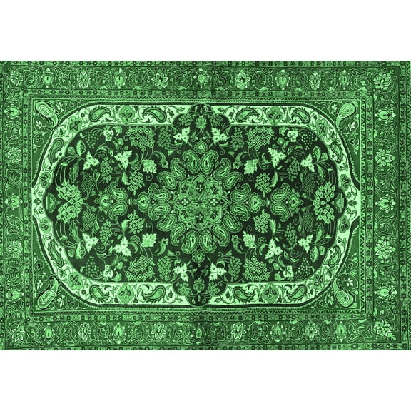 Ahgly Company Indoor Rectangle Persian Emerald Green Traditional Area Rugs, 5' x 7'