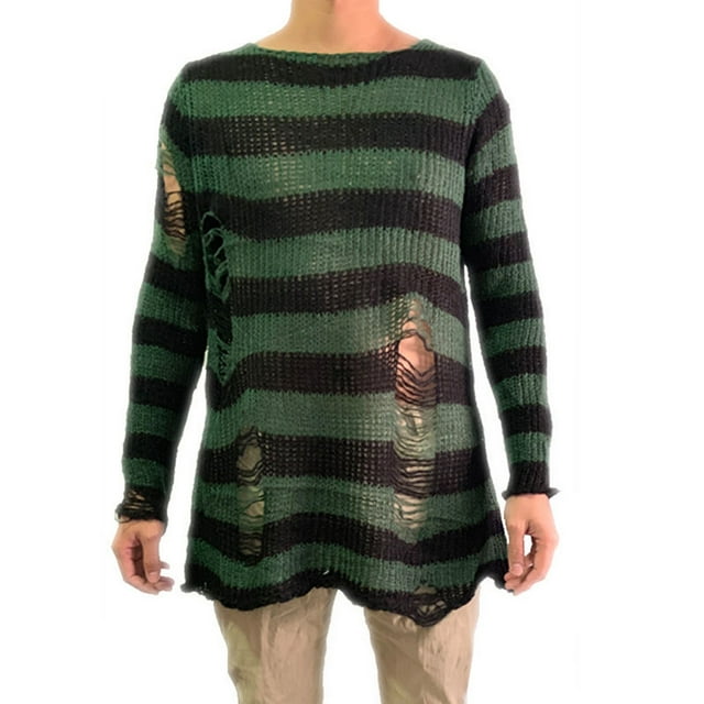 FAROOT Chemise Femme Ajourée Col Rond Rayée Tricotée Décontractée