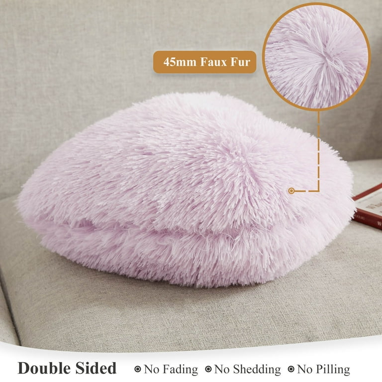 XeGe Soft Plush Shaggy Decorative Throw Pillow 15 x17 Light Purple Faux Fur Heart Pillow Lilac Fluffy Heart Shaped Pillow with Insert Mauve Furry Accent Pillow for Girls Women Kids Gift Lavender Walma...