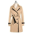 thumbnail image 6 of IROINNID Women's Mid-Long Trench coat Jacket Notch Lapel Solid Color Long Sleeve Winter Autumn Buttons Back Bow Bandage Windbreaker Jacket Coat Top, Khaki, 6 of 8