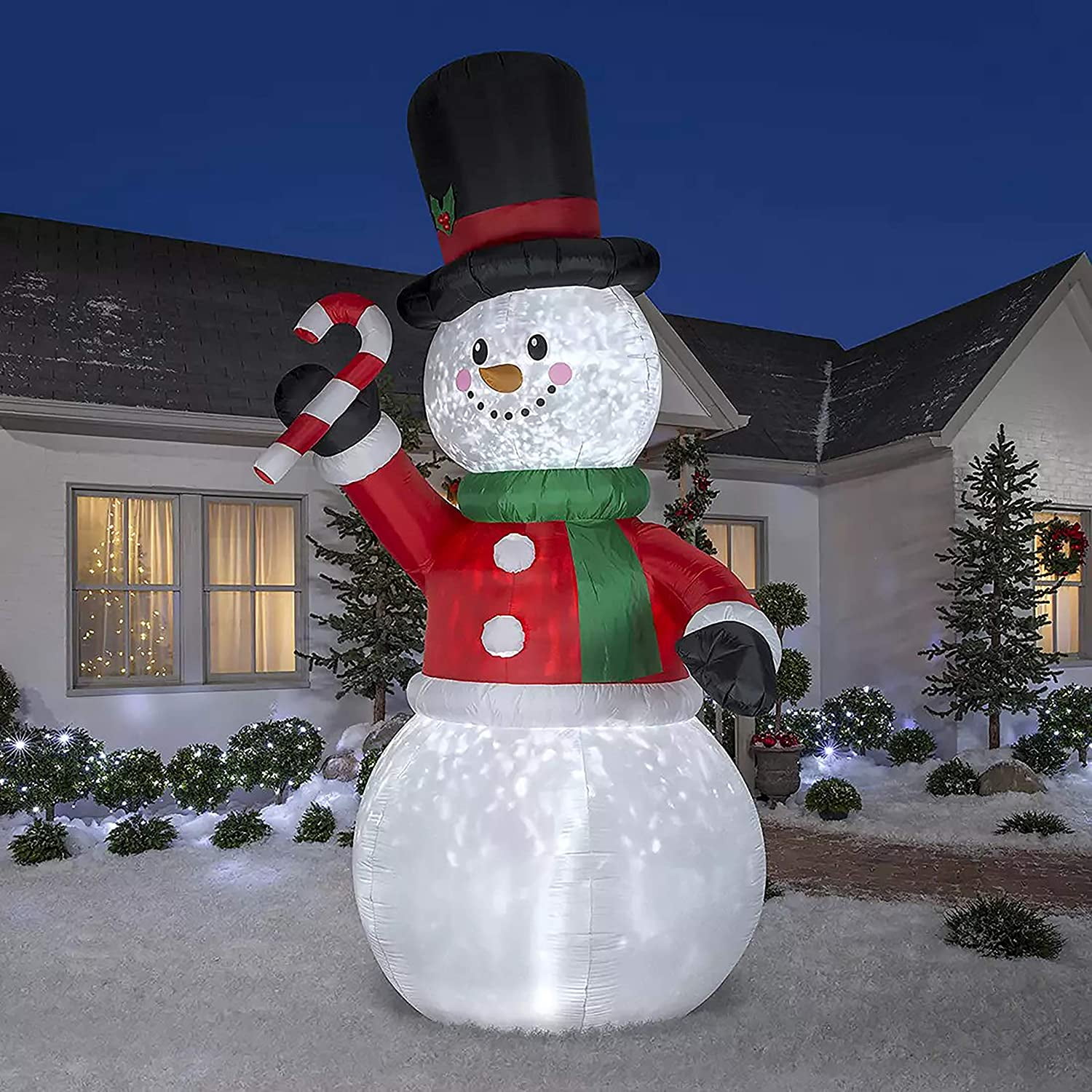 12' Gemmy Airblown Inflatable Kaleidoscope Giant Snowman with Giant ...