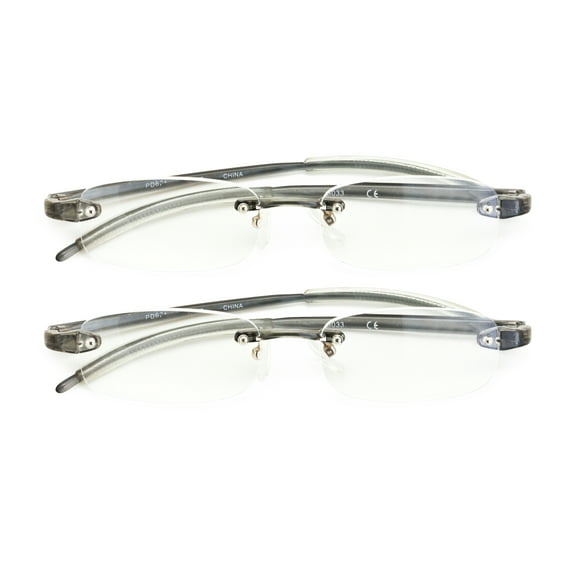 2 Pairs Rimless Lightweight Slim Modern Reading Glasses - Clear Lens Reader 3.00