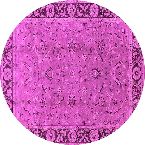 Ahgly Company Indoor Round Oriental Pink Traditional Area Rugs, 6' Round