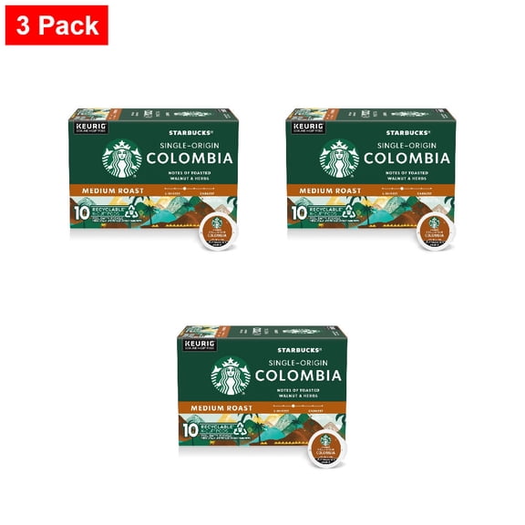 Starbucks Colombia Medium Roast K-Cup Coffee Pods 10 ct - 3 Pack