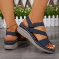 thumbnail image 4 of Rokment Women's Orthopedic Walking Sandals with Arch Support Comfortable Stylish Casual Leather Platform Wedge Orthotic Beach Summer Dressy Shoes Blue Size 7.5, 4 of 8