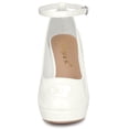 thumbnail image 2 of DARING DIVA Women's Platform Ankle Strap Chunky Heel Mary Janes Pumps White 10, 2 of 7