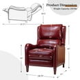 thumbnail image 5 of Genuine Leather Recliner Chair, Tina's Home Push Back Wood Leg Armchair Nailhead Living Room Red, 5 of 6