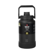 Swiss Tech 64oz Krug Stainless Steel Water Bottle Jug with Chug Cap and Silicone Boot, Black