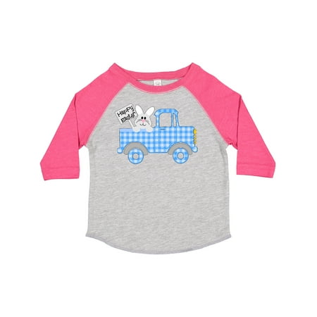

Inktastic Happy Easter Cute Bunny in Blue Plaid Truck Gift Toddler Boy or Toddler Girl T-Shirt