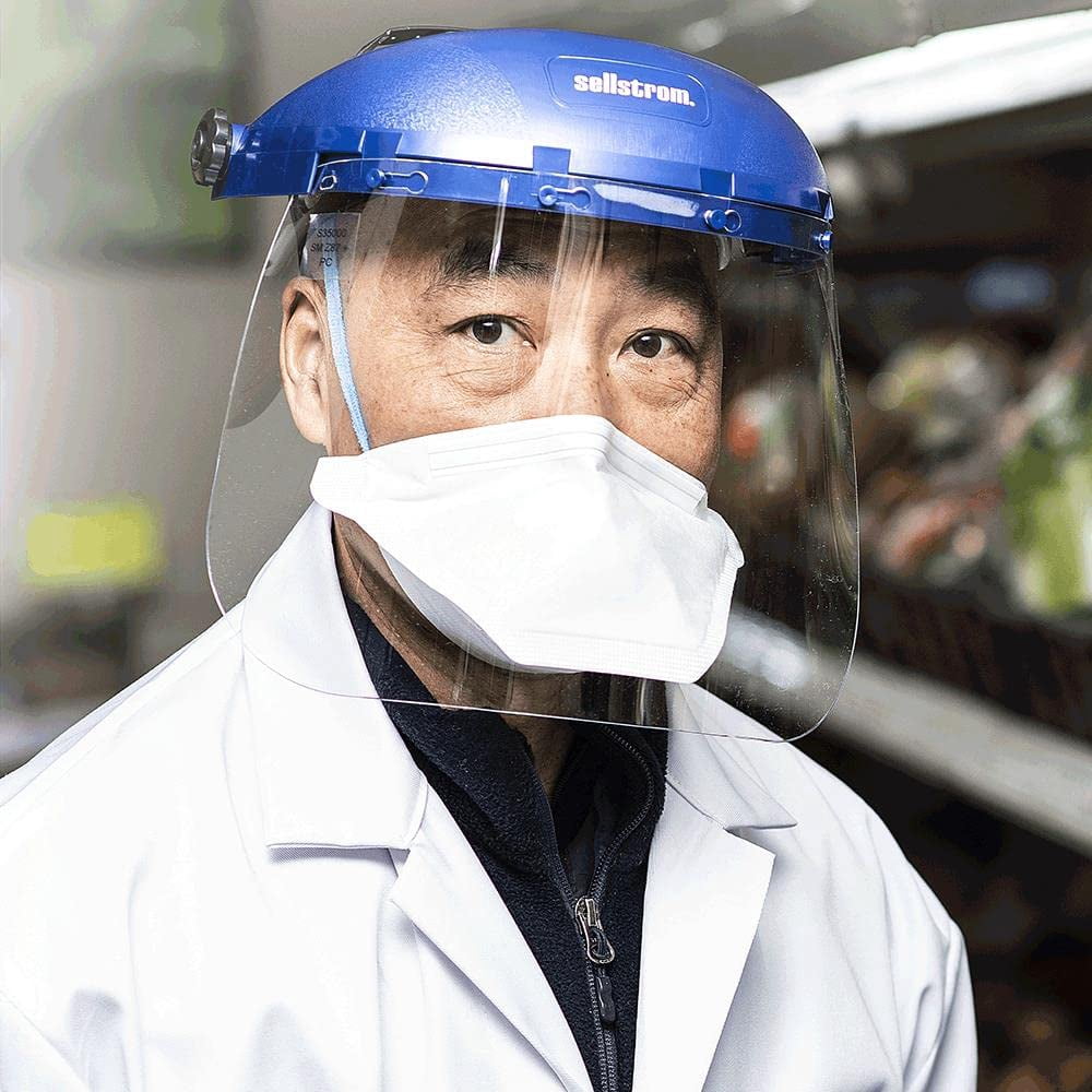 Sellstrom Face Shield - 390 Series - 8" x 12" x .040" Window - Clear - Ratcheting Headgear - Single Crown
