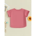 thumbnail image 4 of Bslissey Little Girls Short Sleeve Tops Solid Color Crew Neck T-Shirt Toddler Casual High Low Hem Tee Kids Basic Daily Pullovers 9M 12M 18M 24M 3T 4T 5T 6T 7T, 4 of 9