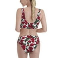 thumbnail image 3 of Haiem Rose Flowers Women's High Waisted Bikini Set Two Piece Bathing Suits High Cut Bikini Cut Out Swimsuits Scoop Neck Swimsuit-Small, 3 of 8