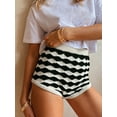 thumbnail image 2 of Niusricy Women Sexy Cute Knit Shorts Ladies High Elastic Waist Shorts Vintage Contrast Color Tight Shorts Knitwear Slim Fit Casual Shorts Teen Girls Fummer Bottom Shorts Loungewear Beachwear, 2 of 5