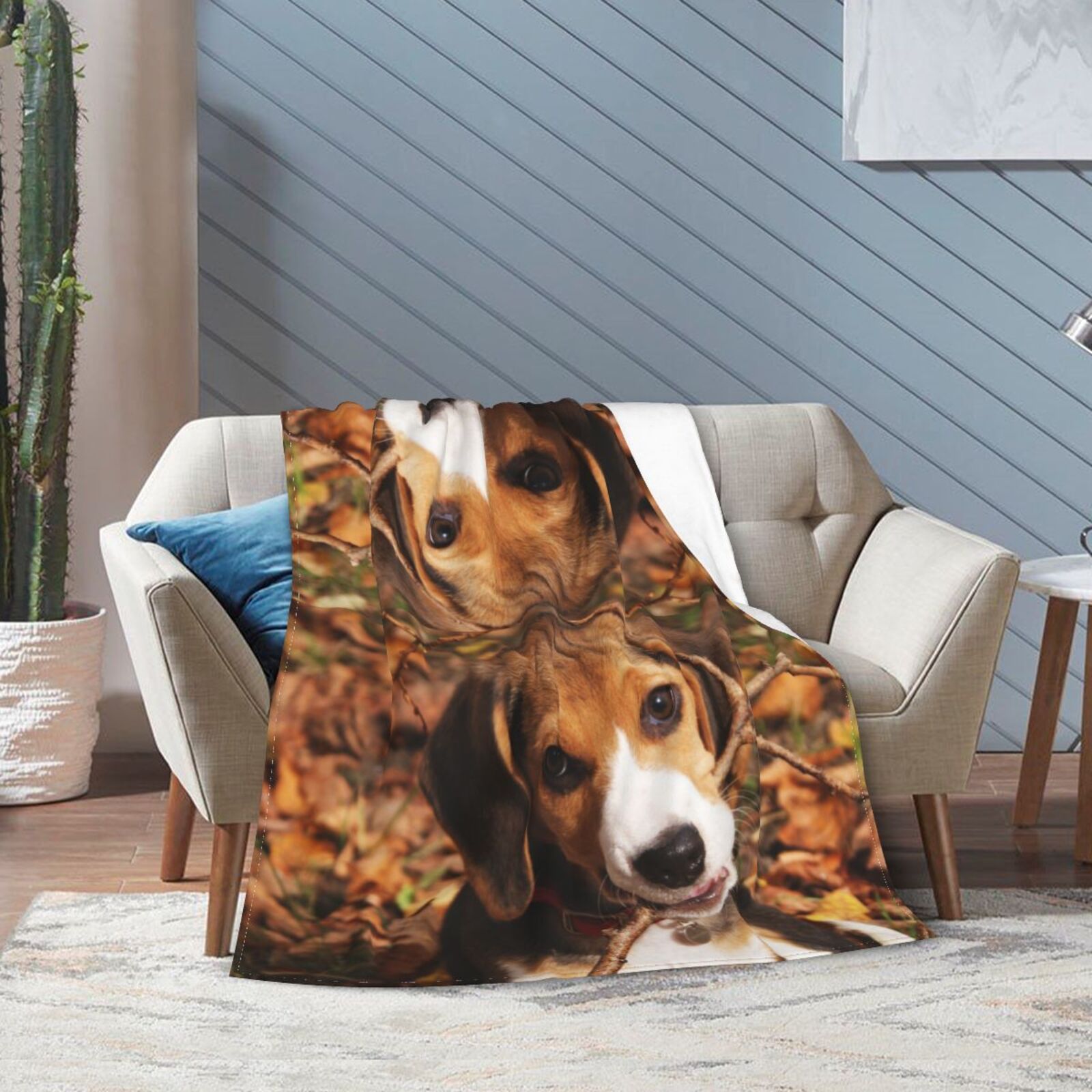 Wijzvio Cute Beagle Dog Throw Blanket Soft Fuzzy Fleece Blanket For Couch Bed Living Room Decoration 50"X40"