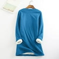 thumbnail image 4 of Jinhomg Loose Fit Fleece Sweatshirts for Women Plus Size Thermal Cozy Sherpa Fleece Lined Tunic Tops Fall Winter Casual Solid Crewneck Loungewear Blue XXXXXL, 4 of 8
