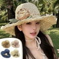 thumbnail image 3 of BEATIZ Elegant Crochet Straw Hat with Ruffle Detail Womens Summer Beac Cap Foldable`, 3 of 6