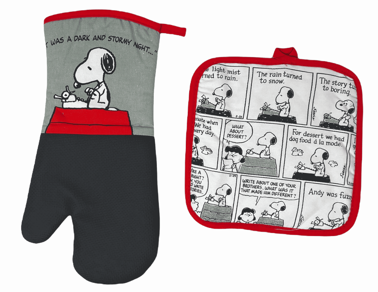 Peanuts Worldwide Cotton Oven Mitt and Potholder with Silicone Grip