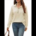 thumbnail image 2 of Blusas Holgadas de Larga con Botones y Solapa de Color Liso para Mujer, Otoño e Invierno Albaricoque XL, 2 of 9