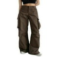 thumbnail image 1 of Pantalon Parachute pour Femmes, Couleur Unie, Cargo Ample, Long, 1 of 9