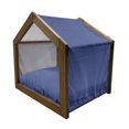 thumbnail image 2 of Retro Pet House, Pattern Polka Dots on a Sailor Indigo Background Vintage Tile Geometric, Outdoor & Indoor Portable Dog Kennel with Pillow and Cover, 5 Sizes, White and Indigo, by Ambesonne, 2 of 5