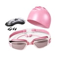 thumbnail image 3 of AWHAO 5Pcs Swimming Goggles and Cap Swimming Glasses Large Frame Protection Clear View Pink, 3 of 9