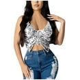 thumbnail image 2 of WNEGSTG Women Glitter Sequined Butterfly Crop Top Halter Backless Club Party Night Out Tank Top Silver, 2 of 7