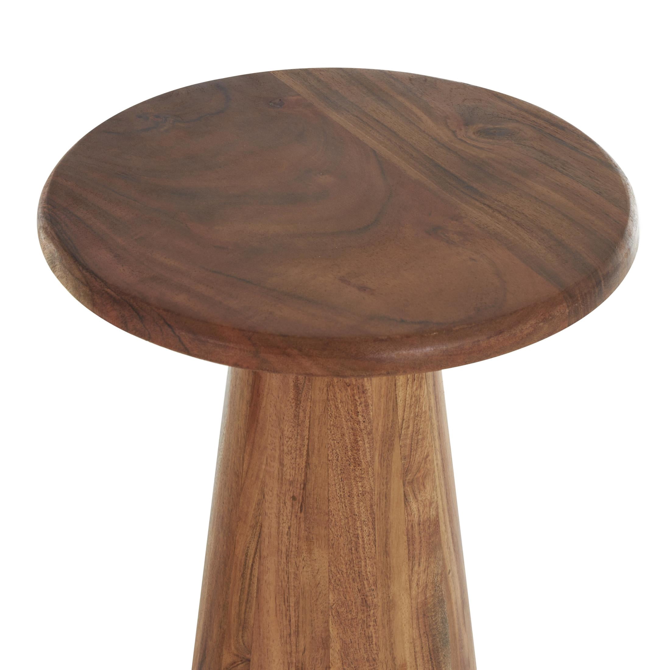 DecMode 12" x 16" Brown Wood Accent Table with Natural Wood Grains and Cone Shaped Bases, 3-Pieces