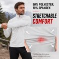 thumbnail image 6 of Rocky Men’s Quarter Zip Pullover, Lightweight Stretch Athletic 1/4 Zip Golf Sweater and Workout Sweatshirt, Long Sleeve Thermal Shirt with Zip Pocket for Men, White, Large, 6 of 8