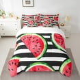 thumbnail image 2 of Erosebridal Cartoon Watermelon Bedding Sets Twin Size,Geometric Stripes Comforter Sets with Sheets,Black White Red Bed in a Bag Twin size,Super Cozy Kawaii Bedroom Decoration,7pcs, 2 of 6