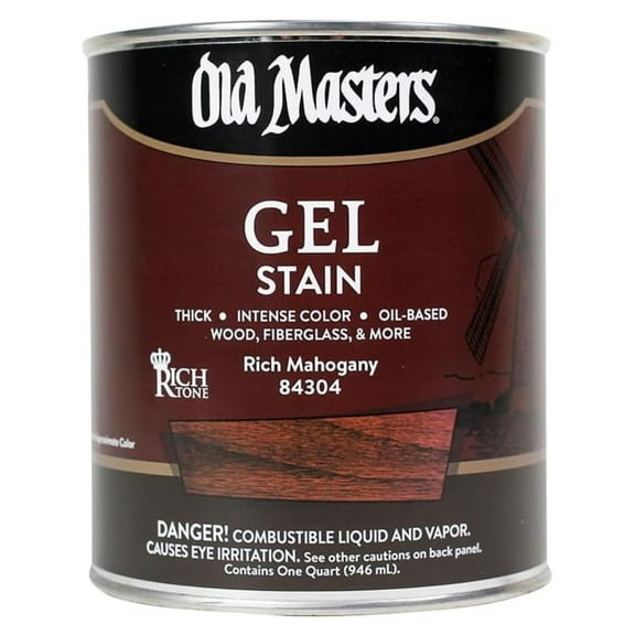 Rich Mahogany Gel Stain - Oil-Based Wood Stain - 1 Quart - Easy Application for Pine, Plywood & Veneers - Durable Interior Finish