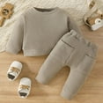thumbnail image 2 of CAIVO Baby Fall Solid Color Long Sleeve Sweatshirt Tops Pants Sets Winter Outfits Sets Clothes For Boys Girls Versatile Toddler Child Daily Wear Trousers, 2 of 8
