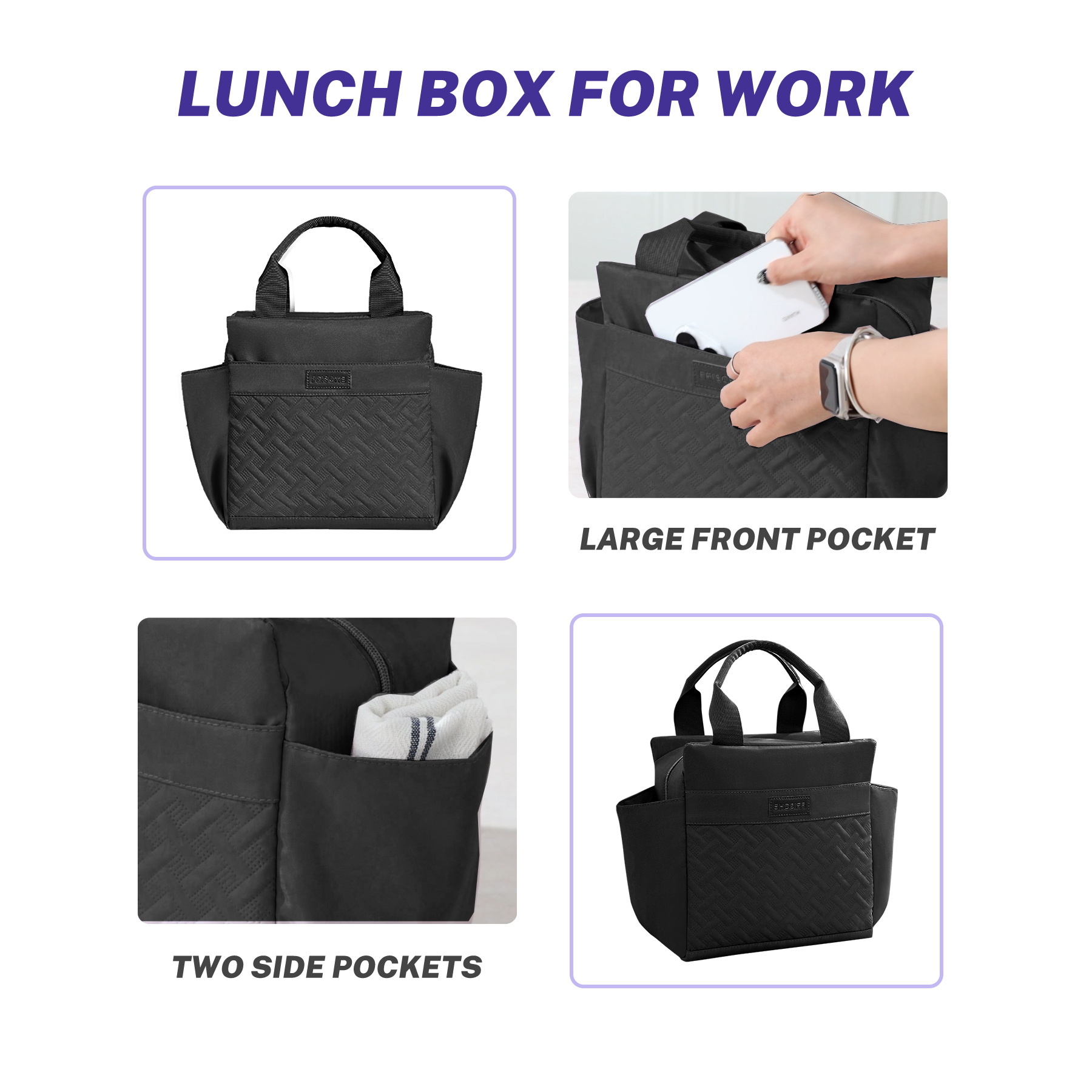 stillithou Lunch Bag Insulated Leakproof, Lunch Bag Women Lightweight Waterproof for Work Travel Beach Picnic, Medium(Normal), Black