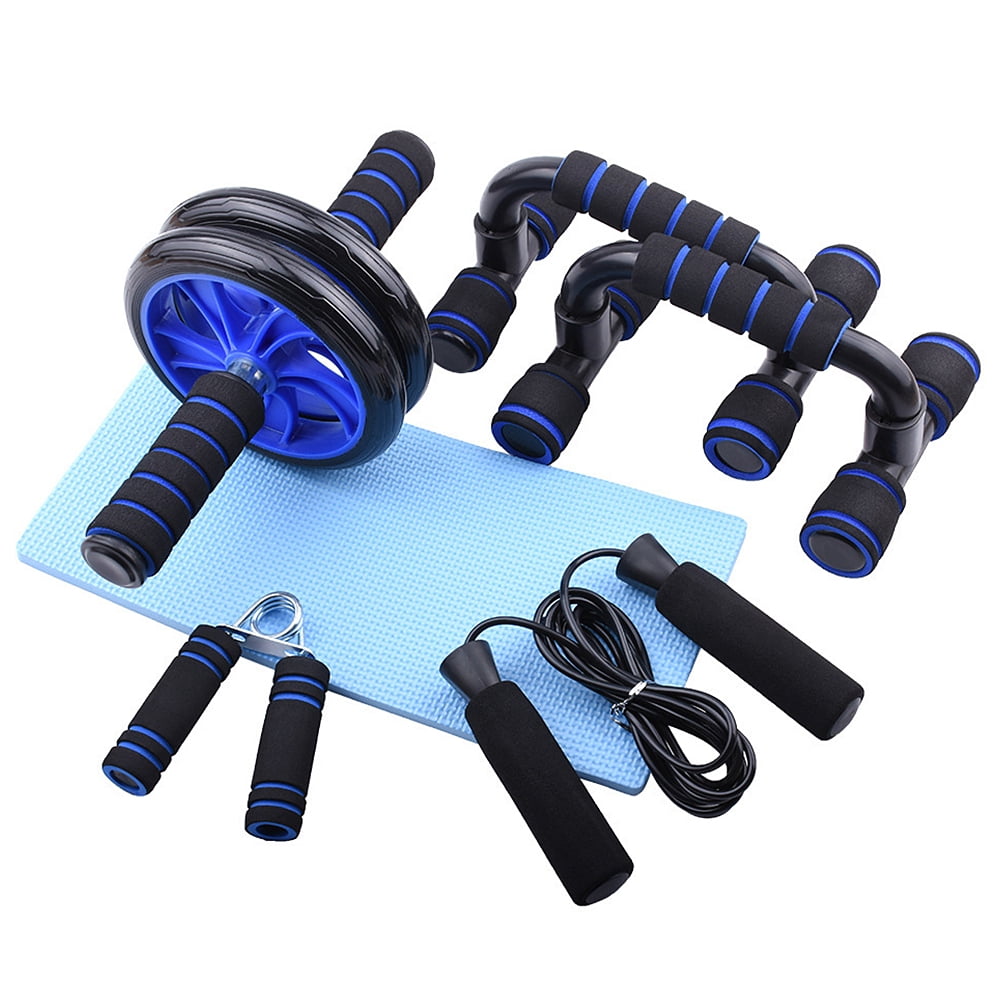 6 PCS Home Gym Fitness Set Abdominal Roller Wheel Push up Bars Hand