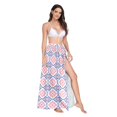 thumbnail image 2 of FORMRS Womens Long Sarong Beach Wrap Semi-Sheer Bikini Skirt Bathing Swimsuit Cover Up, Mosaic Flowers Pattern, 2 of 7