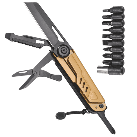 FTCBJJA 12-in-1 Multitool Pocket Knife Set with Pliers & Sheath Folding EDC Multi Tool for Camping Hiking Home Repair Perfect Father s Day Gift for Men Women Yellow