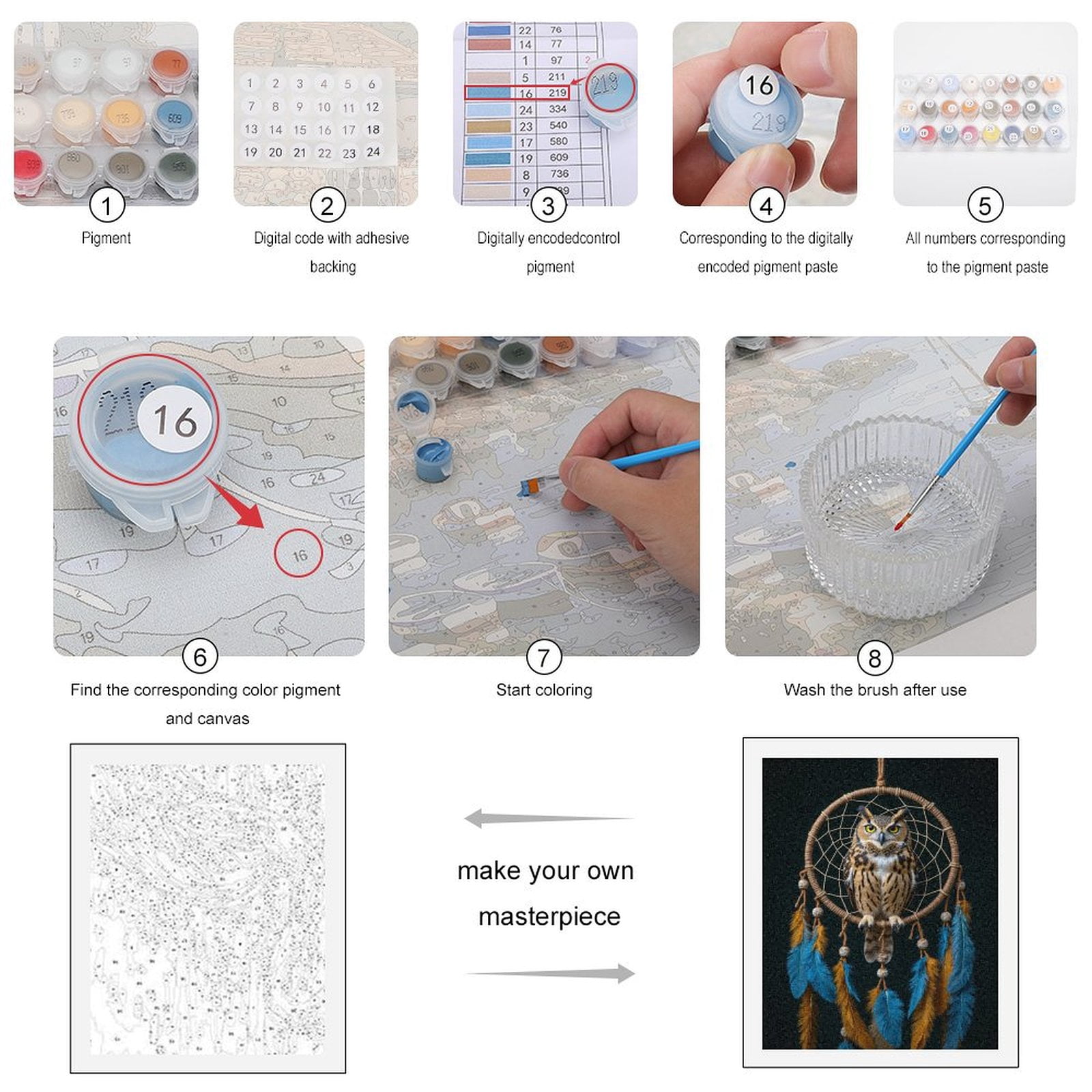 Paint By Numbers Kit for Adults Beginner - DIY Owl Dreamcatcher Feathers Art Canvas Painting Kits for Adults, Frameless Paint By Number for Adults for Home Wall Decor 16x20 Inch