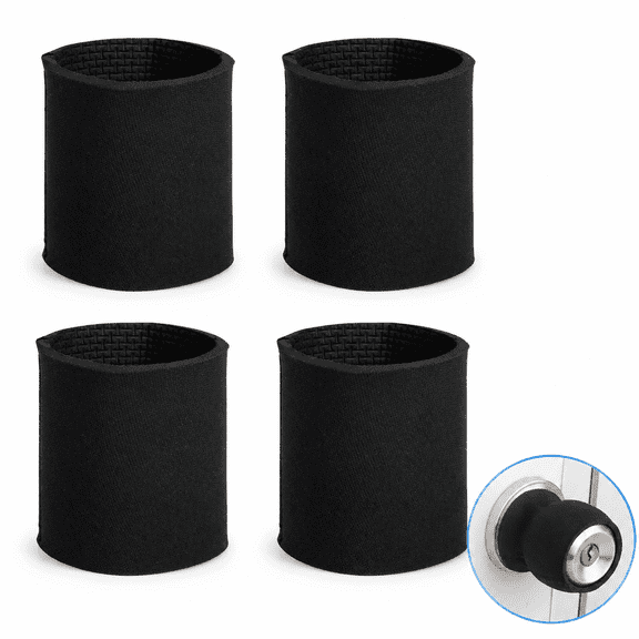 Artrylin 4 Pcs Silicone Door Knob Covers, 2.6 x 2in Anti-Scald Handle Protectors, Soft Round Door Handle Cushions for Summer & Winter, Black