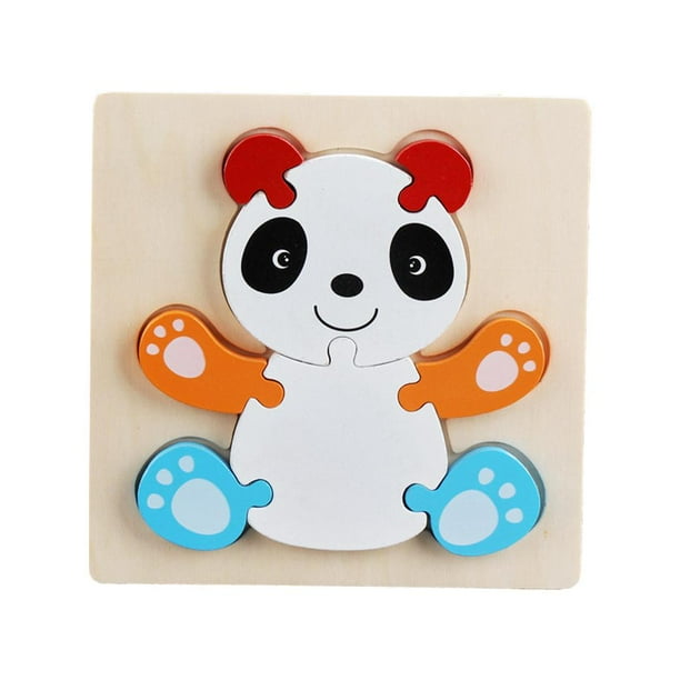 Juguetes educativos Montessori de madera para bebés, rompecabezas de animales, formas de tangram para niños, rompecabezas de aprendizaje panda