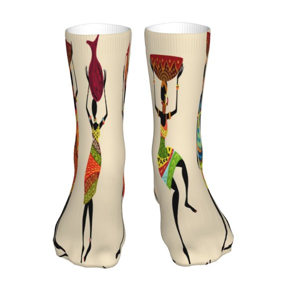Salouo African Women Pattern Fun Novelty Crew Socks,Casual Athletic Socks Neutral Socks