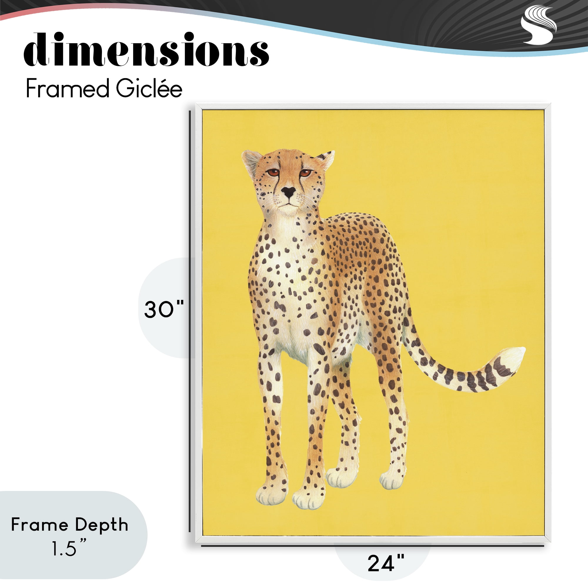 Stupell Industries Exotic Cheetah over Yellow White Framed Giclee Art, design by Karolina Sato
