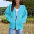 thumbnail image 2 of Delconic Women Vintage 90s Solid Zipper Front Oversized Long Sleeve Sweatshirts Hoodies with Pockets Sky Blue XL, 2 of 8