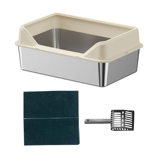 Bandeja de arena para gatos Perfecl portátil antisalpicaduras Caqui